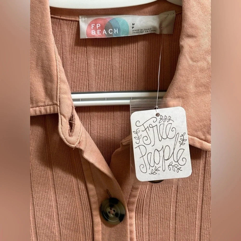 NEW Free People Beach New Afternoon Ribbed 100% Cotton Mini Dress Rose Women’s S